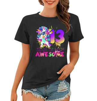 13 Year Old Unicorn Dabbing 13Th Birthday Girl Unicorn Party Women T-shirt - Seseable
