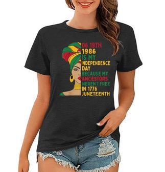 1986 Junenth Is My Independence Day Black African Womens Women T-shirt | Mazezy UK