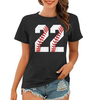 22 Baseball 22 Birthday Twenty-Two Baseball Mom Fan Jersey Women T-shirt - Seseable