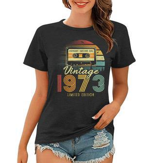 50 Year Old Gifts Vintage 1973 Cassette Tape 50Th Birthday Women T-shirt - Seseable