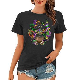 Afro Messy Bun Happy Mardi Gras Black Women Carnival Women T-shirt - Thegiftio UK