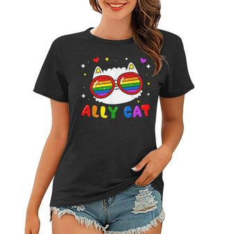 Ally Cat Kawaii Funny Lgbt Gay Pride Flag Rainbow Lesbian Women T-shirt - Thegiftio UK