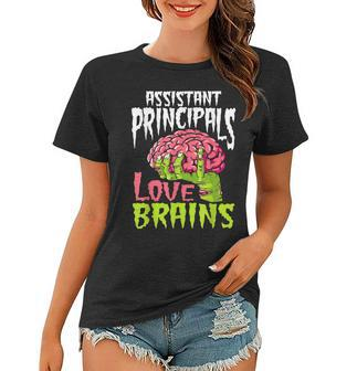 Assistant Principals Love Brains Zombie Teacher Halloween Women T-shirt - Thegiftio UK