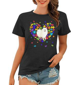 Autism Awareness American Eskimo Cute Heart Dog Dad Mom Gift Women T-shirt - Seseable