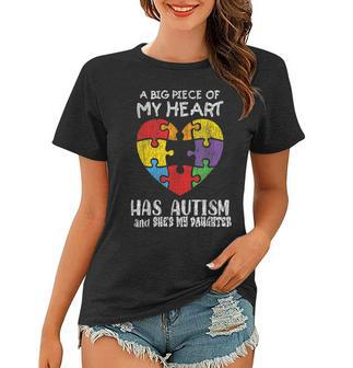 Autism Awareness - Dad Mom Daughter Autistic Kids Awareness Women T-shirt - Seseable