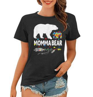 Autism Awareness Gift Momma Bear Support Autistic Autism Mom Women T-shirt | Mazezy