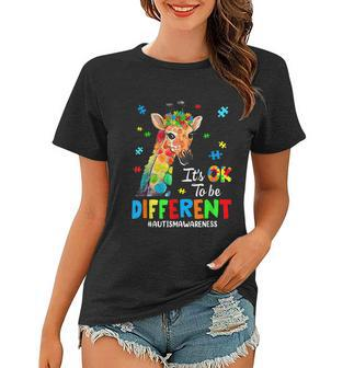 Autism Awareness Giraffe Women Kid Its Ok To Be Different Women T-shirt | Mazezy