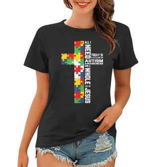 Autism Awareness Jesus Cross Puzzle Cool Christian Gifts Women T-shirt | Mazezy