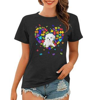 Autism Awareness Maltese Cute Heart Dog Dad Mom Gift Women T-shirt - Seseable