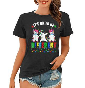 Autism Awareness Unicorn Face Mask Its Ok To Be Different Women T-shirt - Seseable