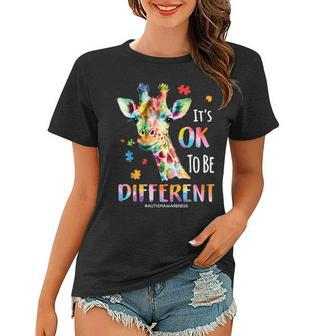 Autism Awareness Women Kid Its Ok To Be Different Giraffe Women T-shirt - Seseable