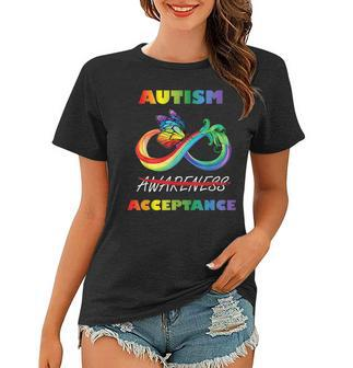 Autism - Red Instead Infinity - Acceptance Butterfly Women T-shirt | Mazezy