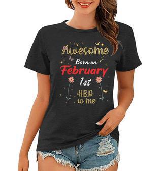 Awesome Born On Februar 1 Geburtstag Niedliche Blumen Februar Frauen Tshirt - Seseable