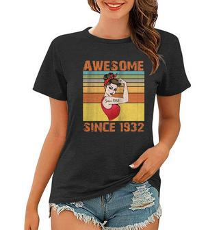 Awesome Since 1932 90Th Birthday Messy Bun Women T-shirt - Monsterry