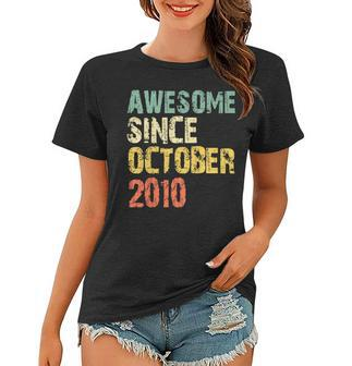 Awesome Since October 2010 9Th Birthday Gift 9 Years Old Women T-shirt | Mazezy