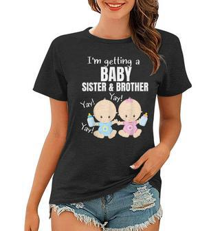 Baby Twins Sister And Brother Reveal Im Getting A Baby Women T-shirt | Mazezy