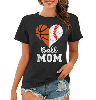 Ball Mom Heart Funny Baseball Basketball Mom Women T-shirt - Thegiftio UK