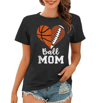Ball Mom Heart Funny Football Basketball Mom Women T-shirt - Thegiftio UK