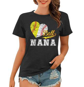 Baseball Softball Ball Heart Nana Mothers Day Women T-shirt | Mazezy