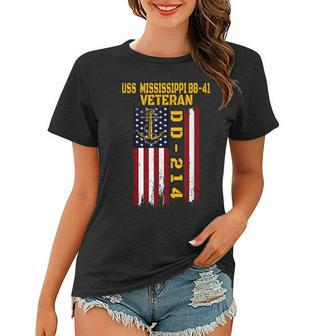 Battleship Uss Mississippi Bb-41 Warship Veteran Grandpa Dad Women T-shirt - Seseable