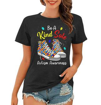 Be A Kind Sole Autism Awareness Rainbow Trendy Puzzle Shoes Women T-shirt | Mazezy