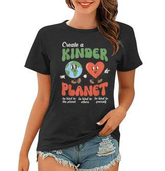 Be Kind Planet Save Earth Day Retro Groovy Environment Women T-shirt | Mazezy