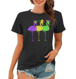 Beads Vintage Flamingo Mardi Gras Women T-shirt - Seseable