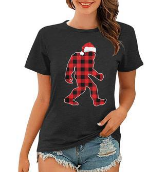 Believe Red Plaid Bigfoot Christmas Sasquatch Santa Sleeping Women T-shirt - Thegiftio UK