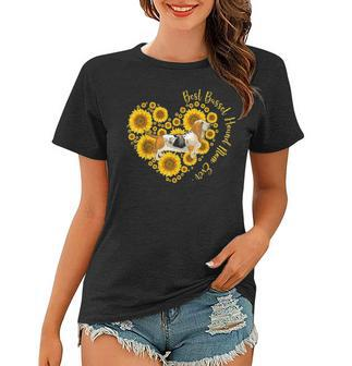 Best Basset Hound Mom Sunflower Heart Funny Mothers Day Women T-shirt - Seseable