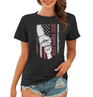 Best Dad Ever Poppy American Flag For Dad Women T-shirt - Seseable
