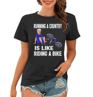 Biden Falls Off Bike Joe Biden Falling Off His Bicycle Funny Women T-shirt