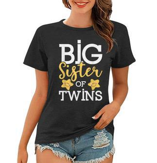 Big Sister Of Twins Siblings Pregnant Baby Shower Gift Women T-shirt | Mazezy