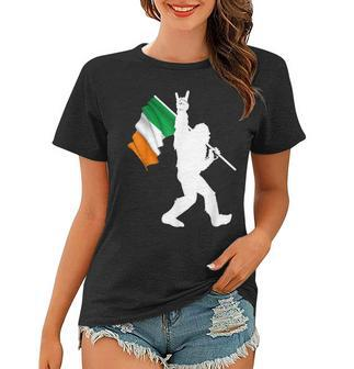 Bigfoot Rock And Roll On St Patricks Day With Irish Flag Women T-shirt - Seseable