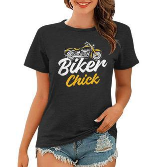 Biker Chick Cyclist Funny Girls Motorcycle Rider Gift For Womens Women T-shirt | Mazezy