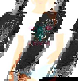 Biking Roses Motorcycle Rider Women Mascara Motorbike Biker Women T-shirt | Mazezy
