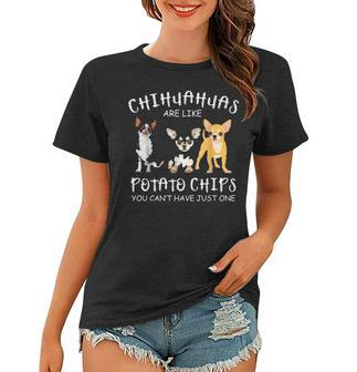 Black Chihuahua Mama Dad Mom Funny Gift Potato Chip Women T-shirt - Seseable