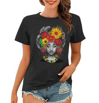Black Junenth Queen Melanin Afro American Hippie Flower Women T-shirt - Thegiftio UK
