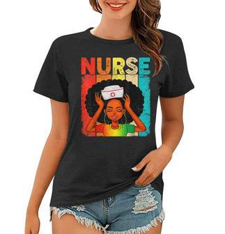Black Woman Nurse Afro Black History Month Junenth Retro Women T-shirt | Mazezy