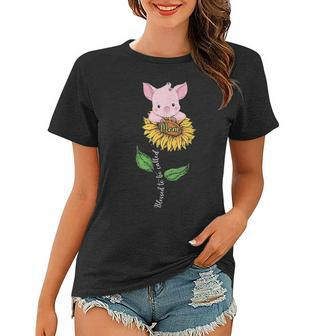 Blessed To Be Called Mom Pig Sunflower Women T-shirt - Seseable