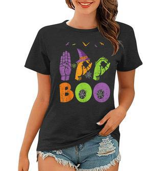 Boo Hands American Sign Language Pride Asl Halloween Women T-shirt - Thegiftio UK