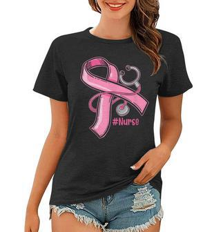 Breast Cancer Awareness Nurse Stethoscope Pink Ribbon V2 Women T-shirt - Thegiftio UK