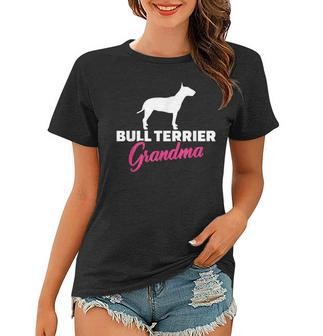 Bullterrier Oma Schwarzes Frauen Tshirt, Hunde Silhouette & Text in Pink - Seseable