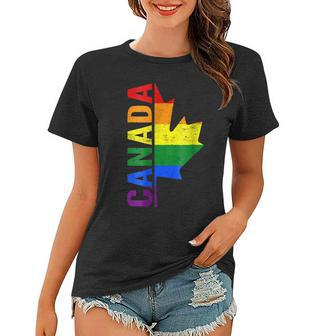 Canada Day Gay Half Canadian Flag Rainbow Lgbt T-Shirt Women T-shirt | Mazezy UK