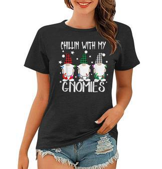 Chillin With My Gnomies Christmas Pamajas Family Funny Xmas Women T-shirt - Thegiftio UK