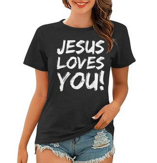 Christian Evangelism Gift For Men Jesus Loves You Women T-shirt | Mazezy