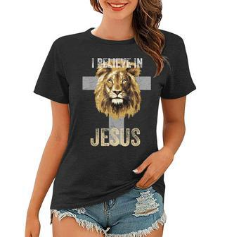 Christian I Believe Jesus Cross Lion Judah Faith Jesus Lover Women T-shirt - Seseable