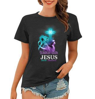 Christian Lion Cross Religious Saying Suicide Awareness Women T-shirt - Seseable