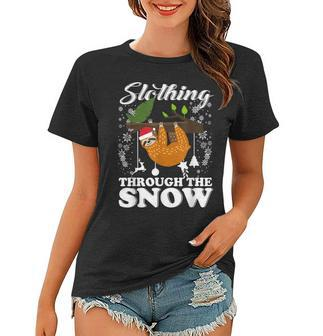 Christmas Slothing Through The Snow Funny Sloth Xmas Holiday V5 Women T-shirt - Thegiftio UK