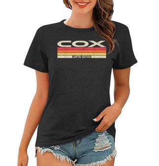 Cox Nachname Retro Sunset Frauen Tshirt, 80er 90er Jahre Geburtstag Familientreffen - Seseable