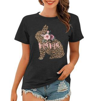 Cute Bunny Mom Gift For Her Wife Leopard Mama Bunny Floral Women T-shirt - Seseable